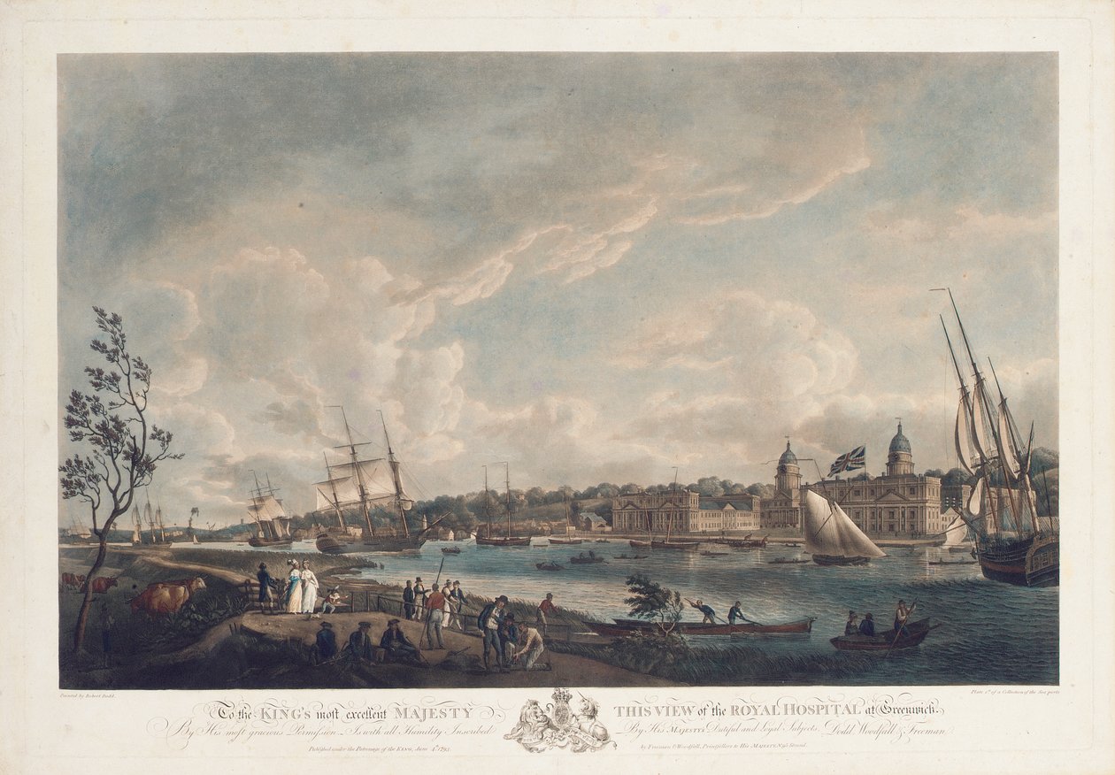 Kilátás a greenwichi királyi kórházra, 1793 alkotó: Robert Dodd