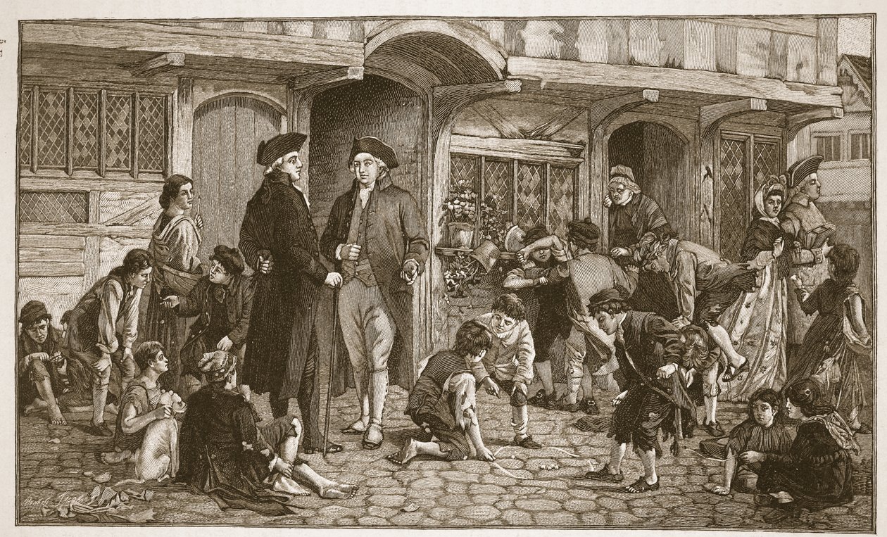 A vasárnapi iskolák eredete: Hare Lane, Gloucester, 1780, illusztráció a 