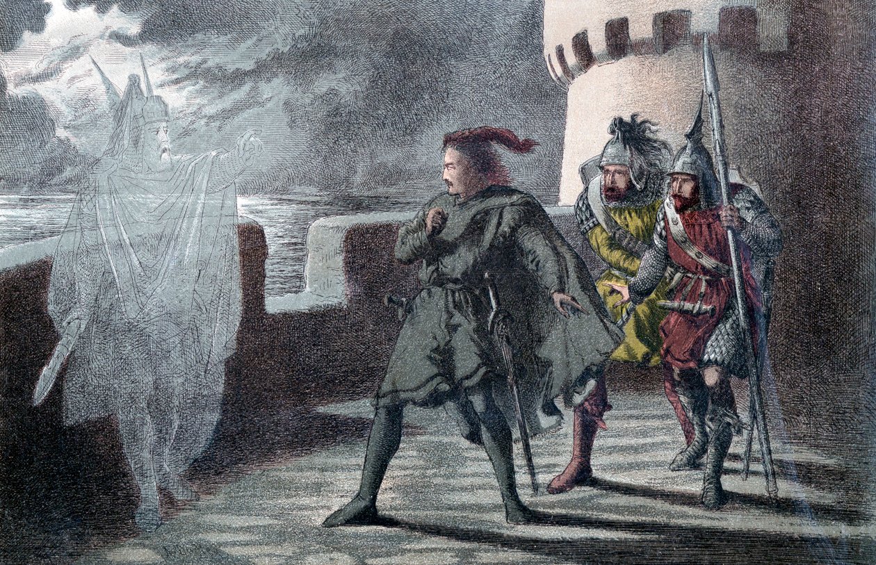 Hamlet látja apja kísértetét az Elsinore kastély bástyáin alkotó: Robert Dudley