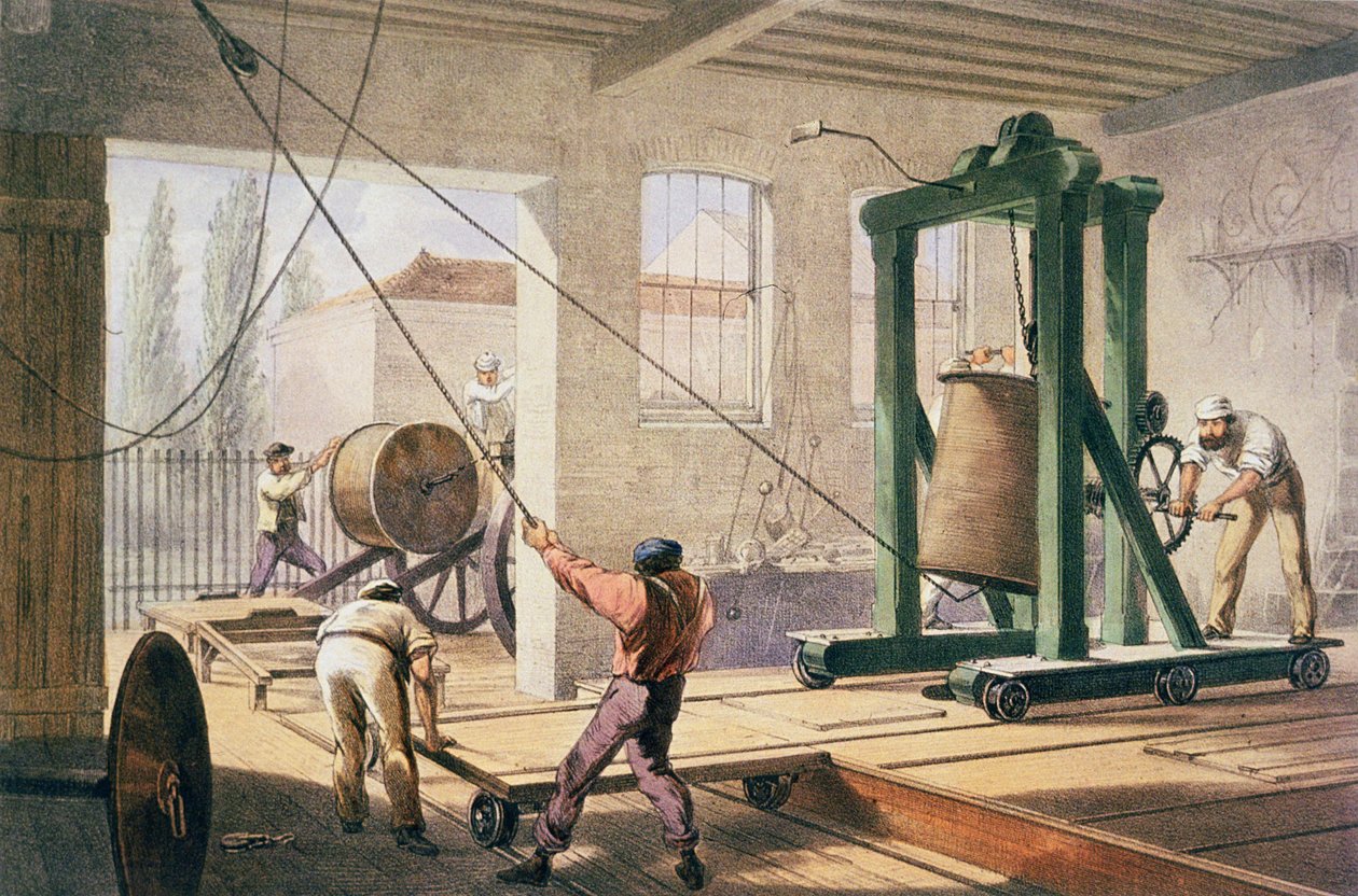 A kábel előkészítése, William Howard Russell "The Atlantic Telegraph" című művéből, megjelent 1866-ban (színes litográfia) (lásd még 192775) alkotó: Robert Dudley