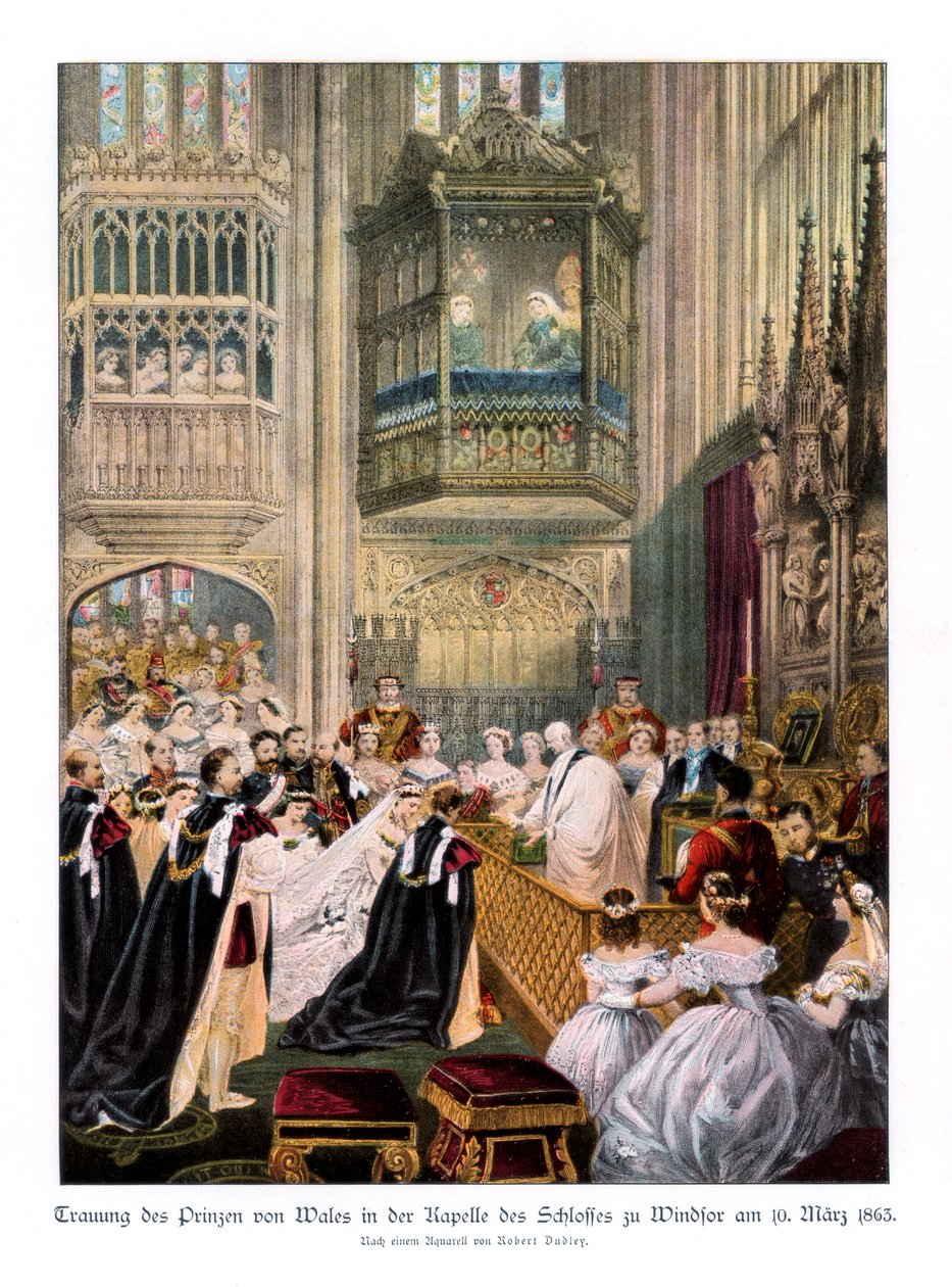 Alexandra hercegnő és Edward herceg esküvője, a windsori Szent György-kápolna, 1863. március 10., 1. alkotó: Robert Dudley