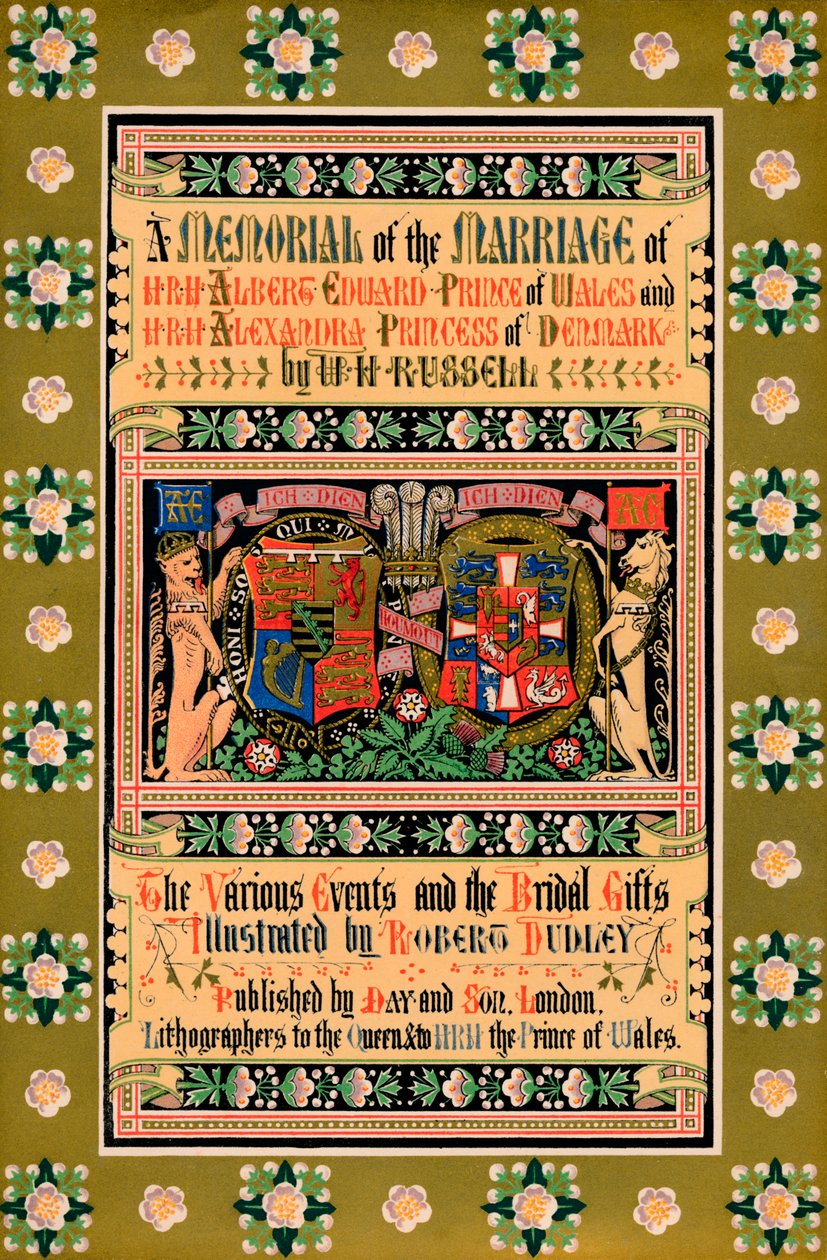 Az A Memorial of the Marriage of HRH Albert Edward walesi herceg, 1863 borítója alkotó: Robert Dudley