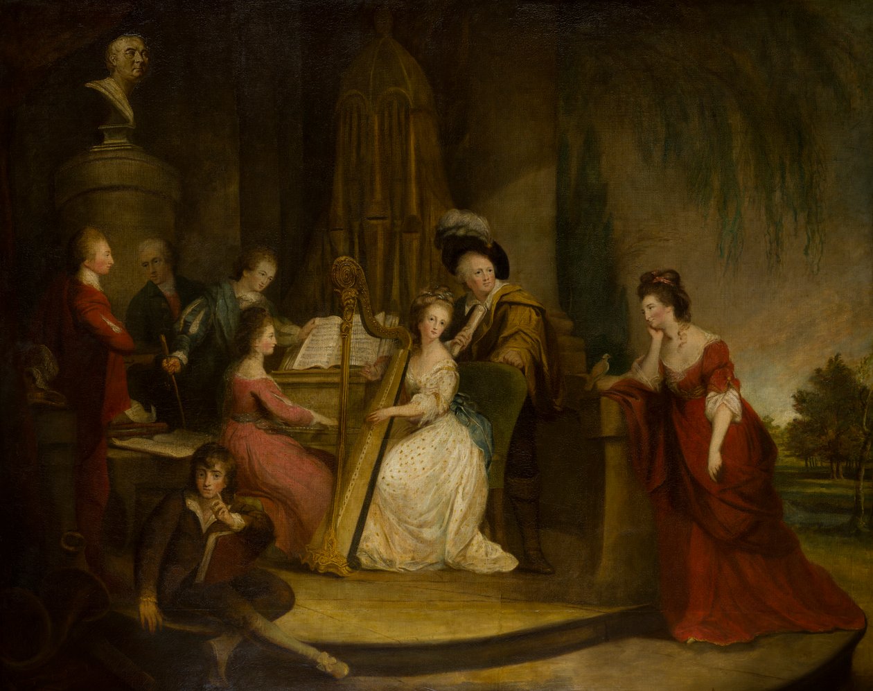 Sir Henry Bridgeman és családja zenél egy Händel mellszobra alatt, 1762-90 körül (olaj, vászon) alkotó: Robert Edge Pine