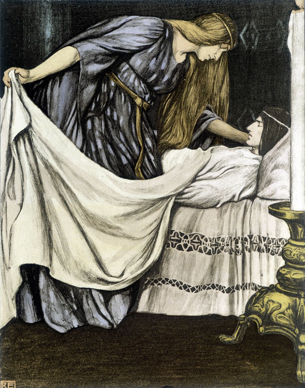 Tristan halála – a „Tristán és Iseult római” című művében, Robert Engels alkotó: Robert Engels
