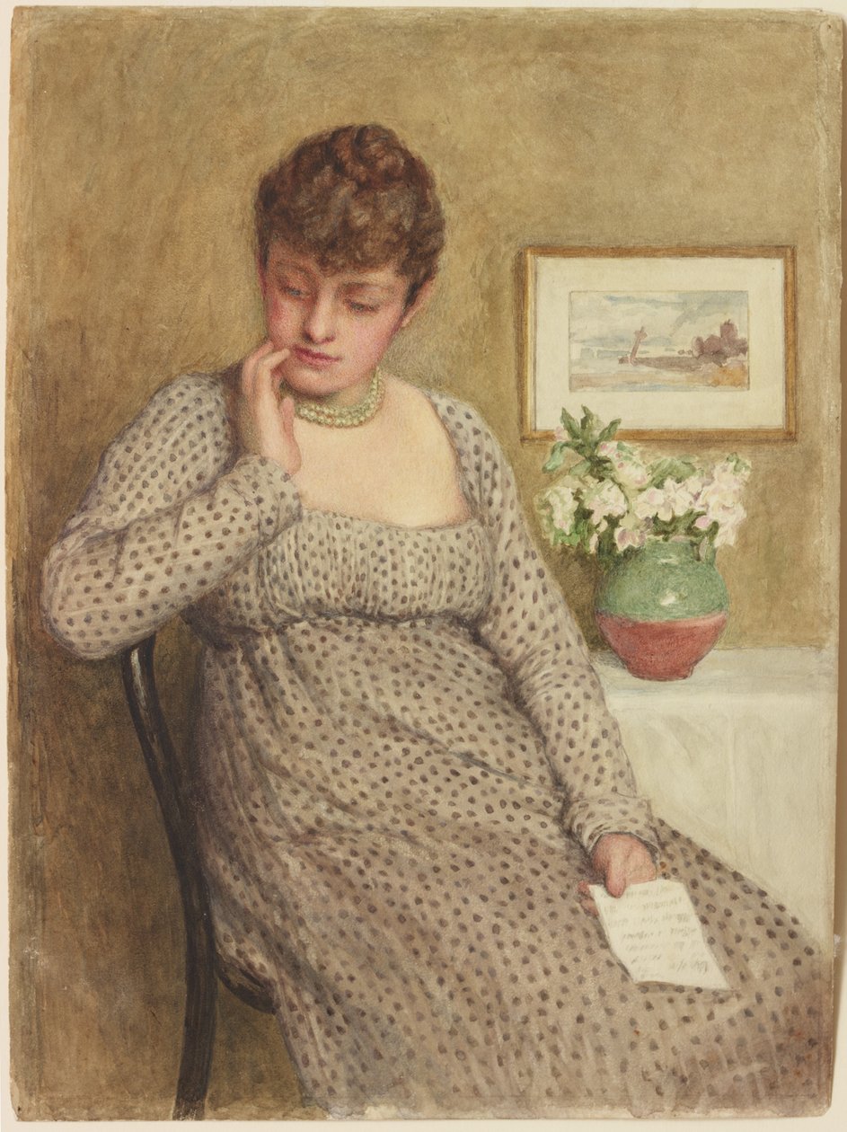 Olvasó lány (ceruza és akvarell a kártyán) alkotó: Robert Ernest McEune