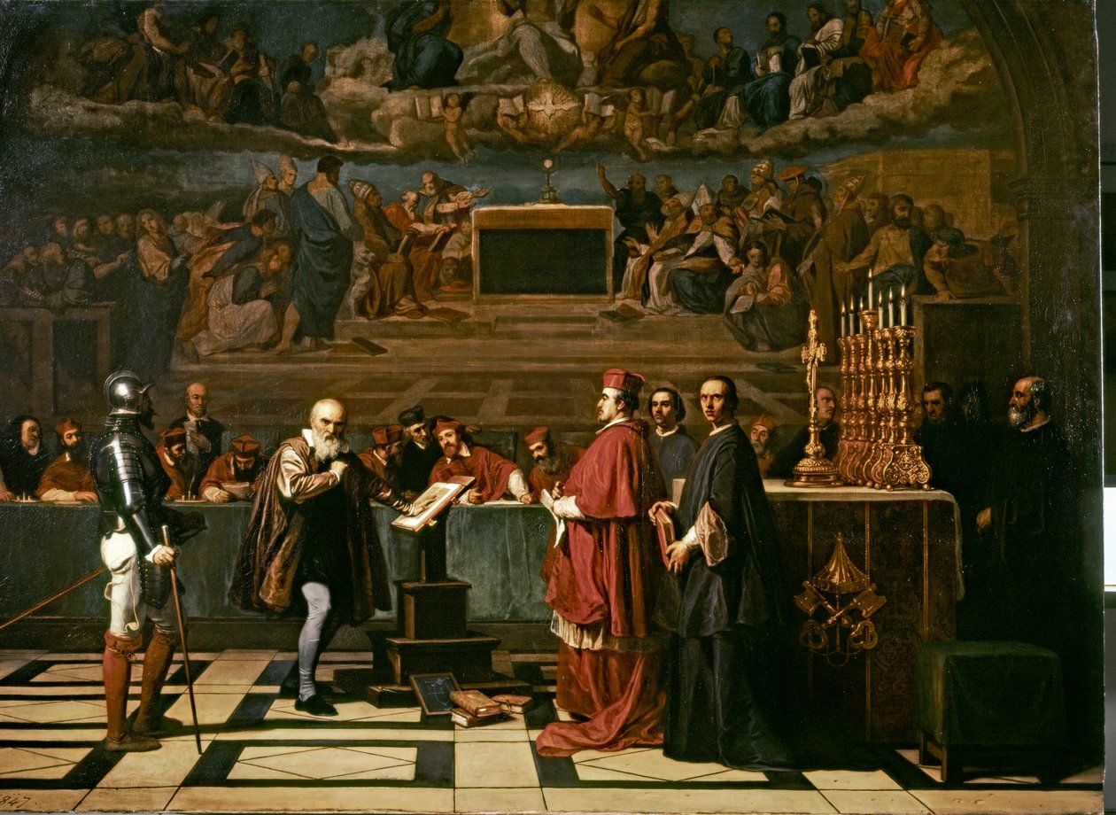 Galilei a Szent Hivatal előtt 1632-ben,19. század (olaj, vászon) alkotó: Robert Fleury