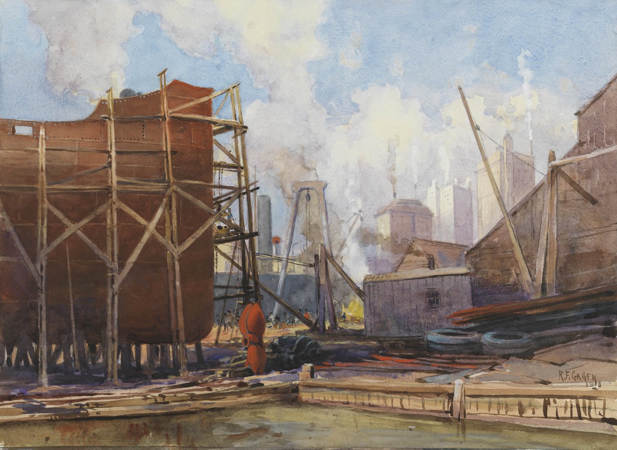 Torontói Hajóépítés, 1918 (wc papíron) alkotó: Robert Ford Gagen