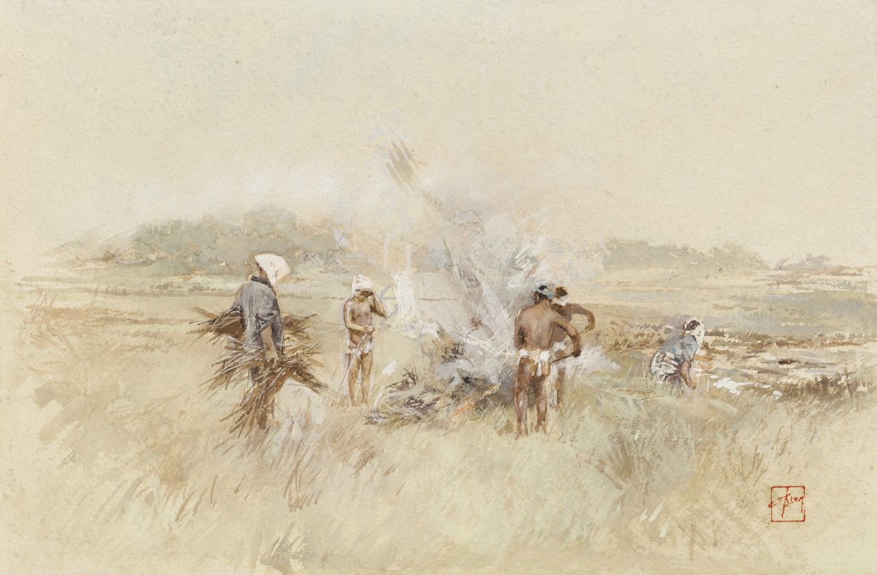 Munka közben Púpozó kefe parázsló tüzeken, 1867-1903 alkotó: Robert Frederick Blum
