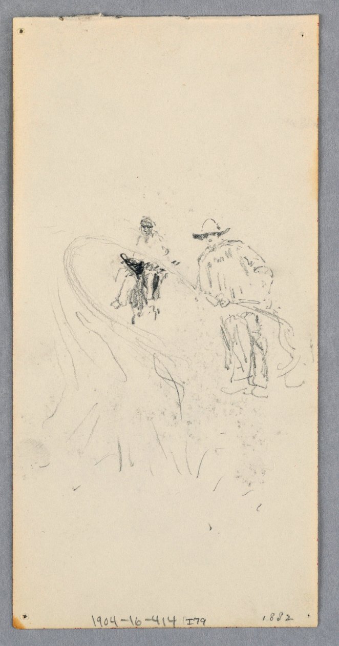 Rajz, külső fal: Két figura és azonosítatlan vonalak (hátoldal), 1882. alkotó: Robert Frederick Blum