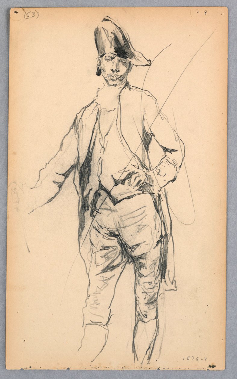 Rajz, Álló férfi alak tizenhetedik századi viseletben, 1876-77 alkotó: Robert Frederick Blum