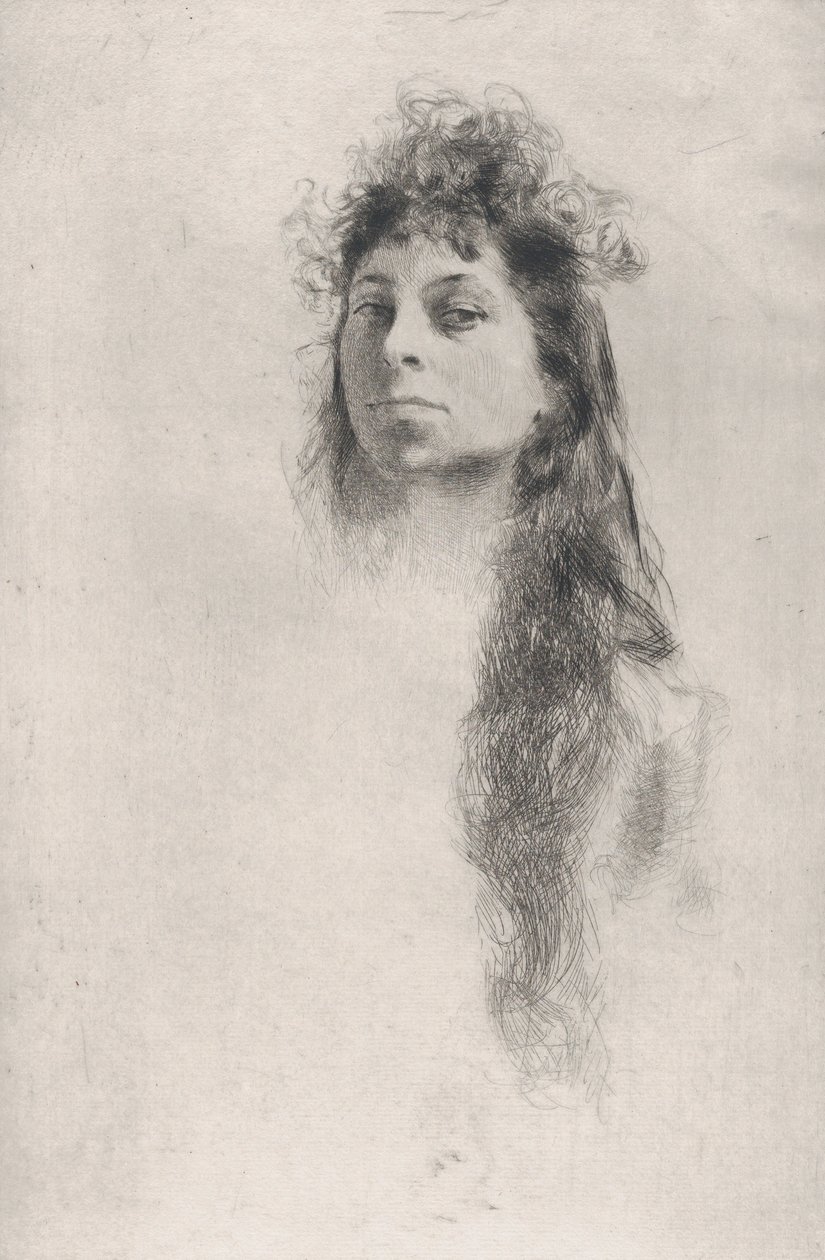 Egy hosszú hajú lány feje,.n.d., n.d. alkotó: Robert Frederick Blum
