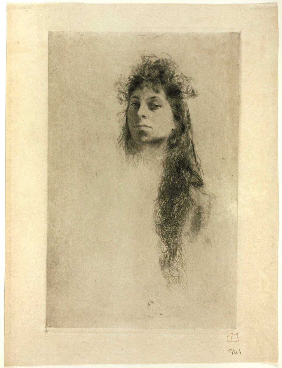Hosszú hajú nő feje alkotó: Robert Frederick Blum