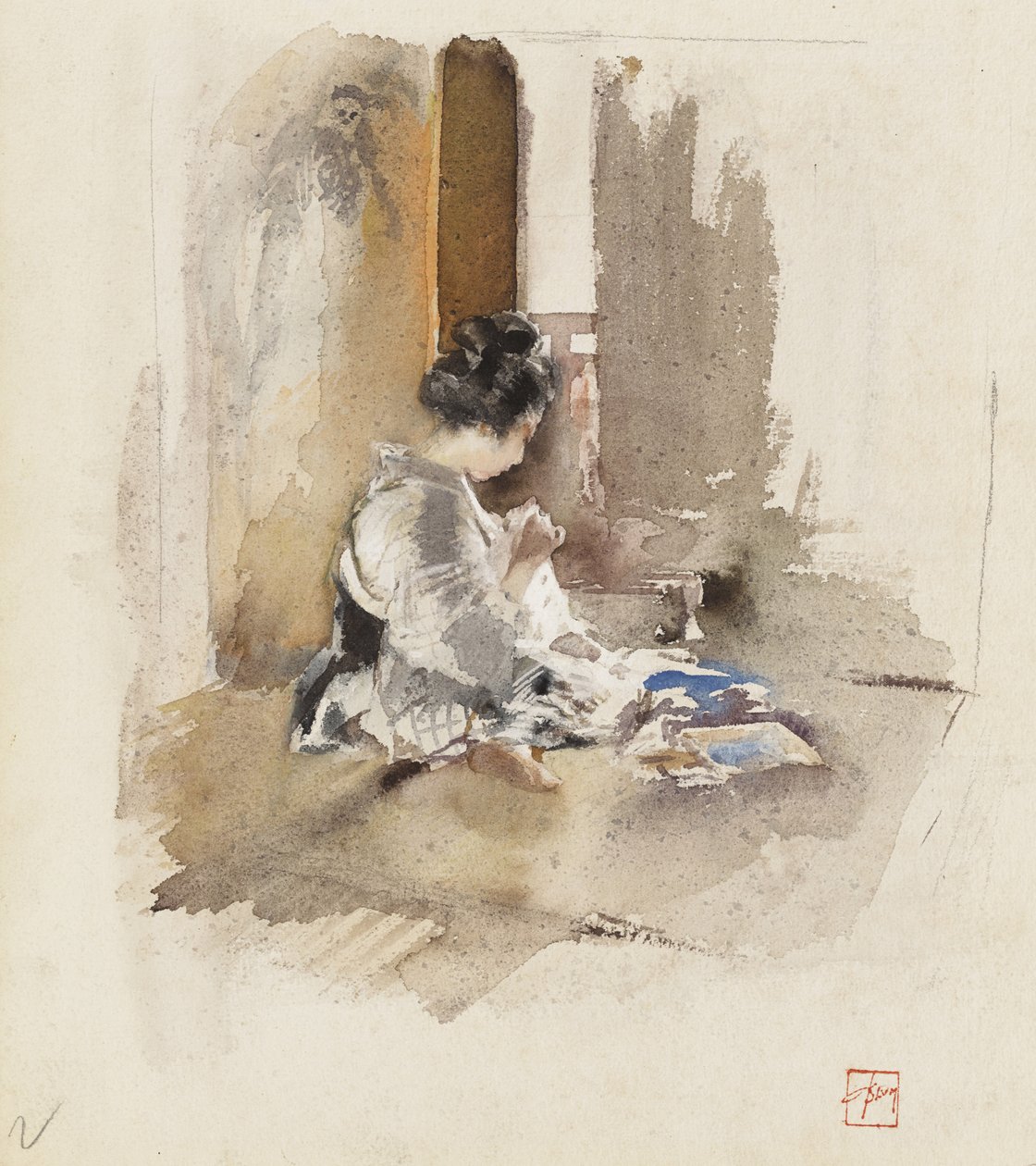 Japán lányvarrás, 1890 alkotó: Robert Frederick Blum