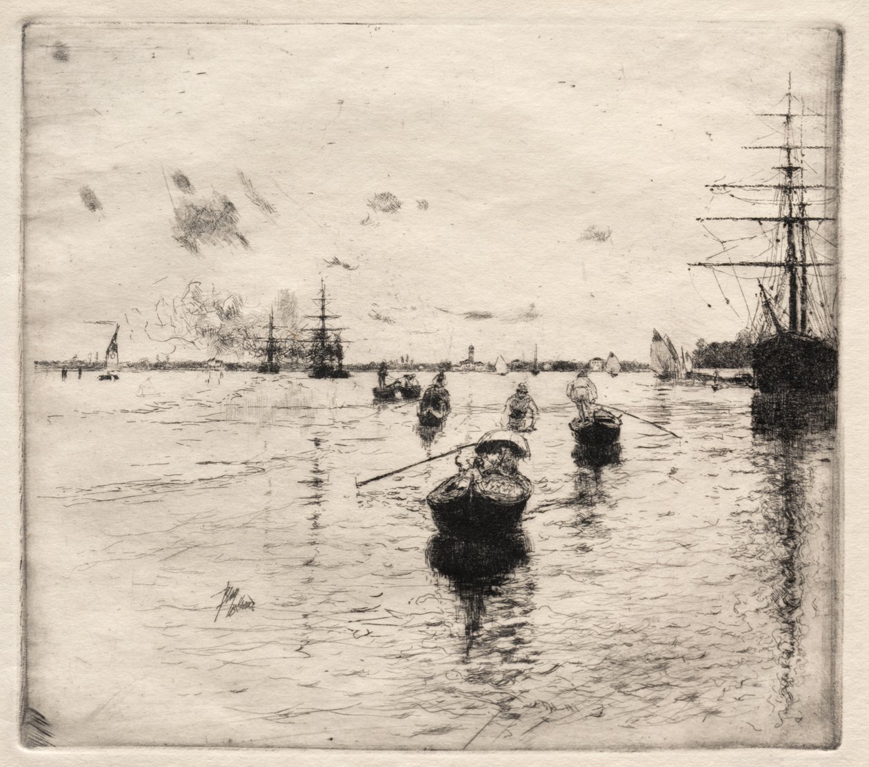 Lagúna gőzösökkel és gondolákkal, 1885. alkotó: Robert Frederick Blum