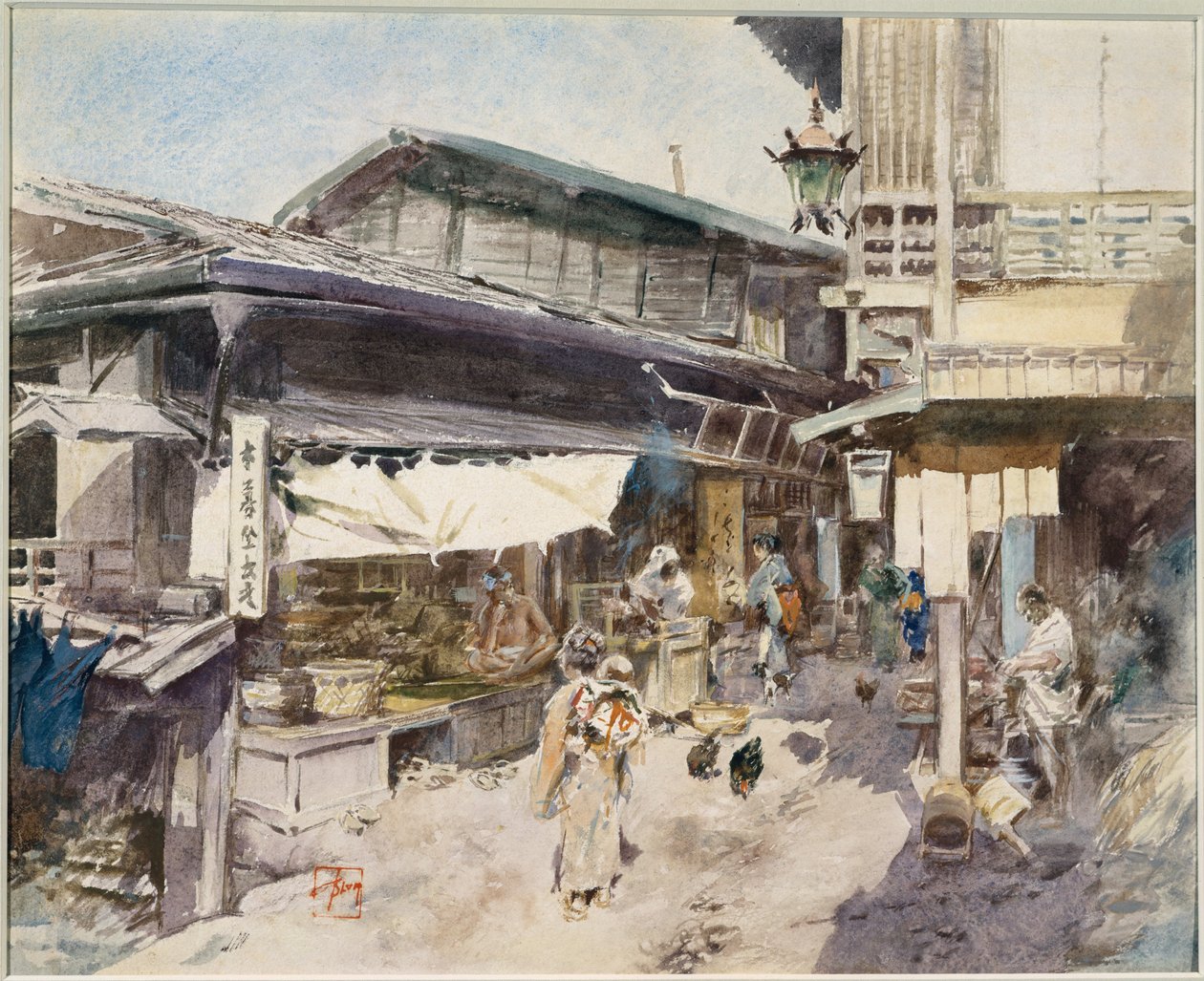 Utcai jelenet Ikahóban, Japánban alkotó: Robert Frederick Blum