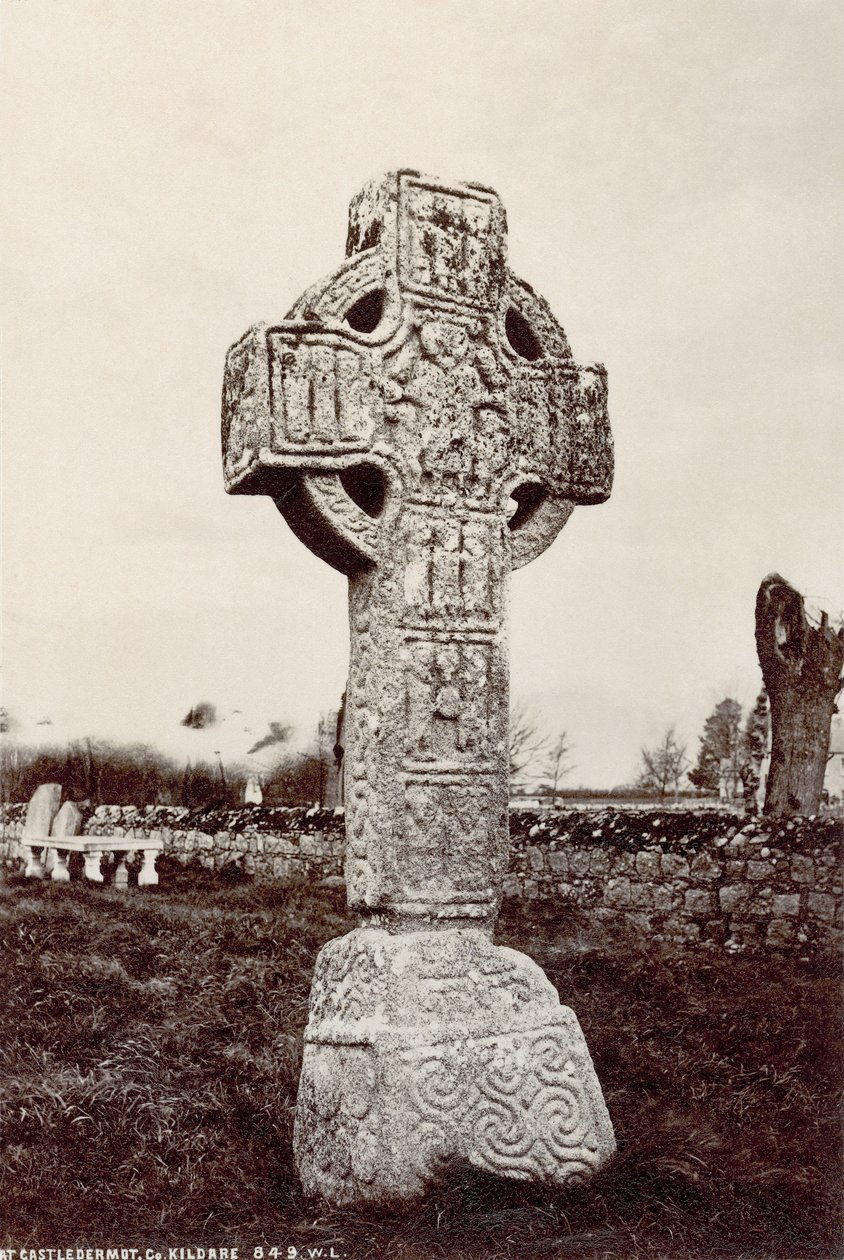 Az északi magas kereszt Castledermotban, Co. Kildare, Írország (szepia fotó) alkotó: Robert French