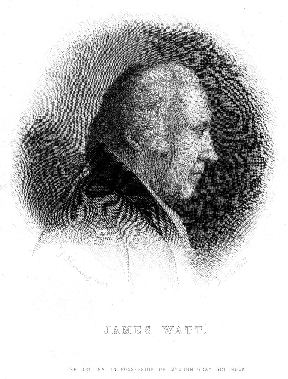 James Watt skót mérnök, 19. század alkotó: Robert G. Bell