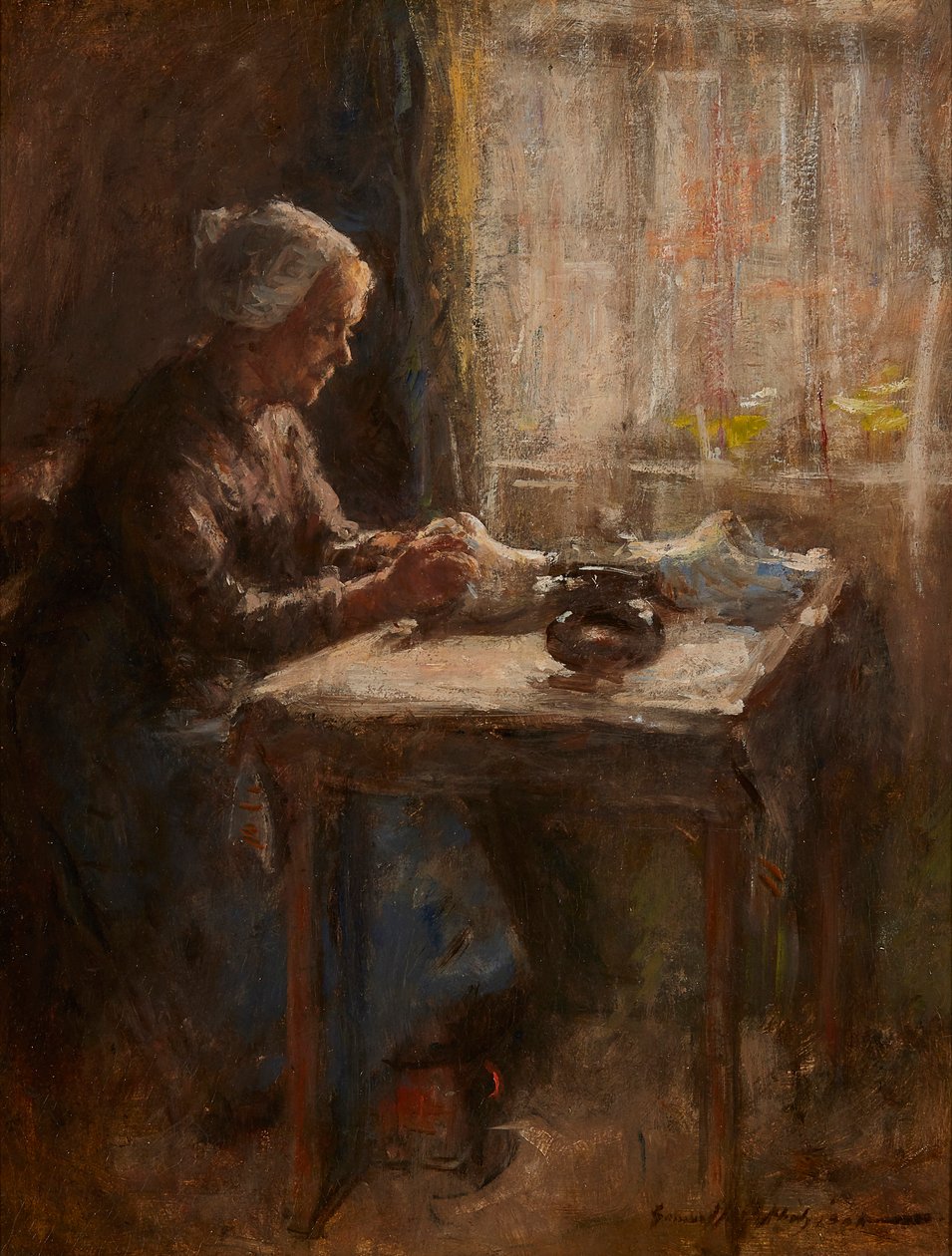 Az ablak mellett (olaj a fedélzeten) alkotó: Robert Gemmell Hutchison