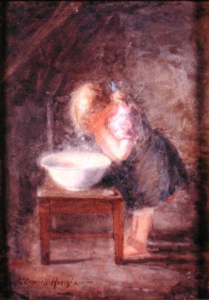 A reggeli mosás, 1900 körül (akvarell, papír) alkotó: Robert Gemmell Hutchison