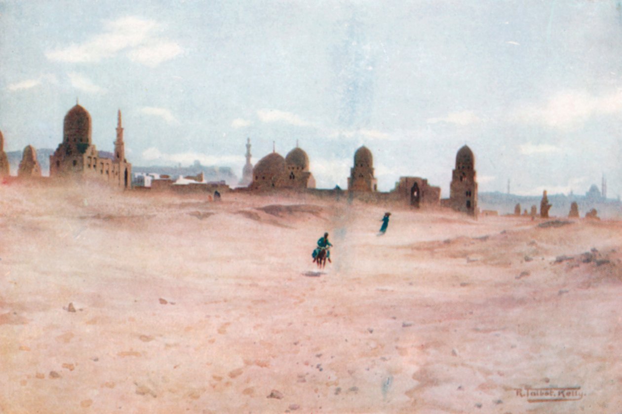 Egy poros nap a khalifok sírjánál (színes litográfia) alkotó: Robert George Talbot Kelly