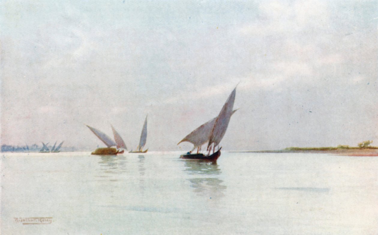 Egy ezüstös nap a Níluson (színes litográfia) alkotó: Robert George Talbot Kelly
