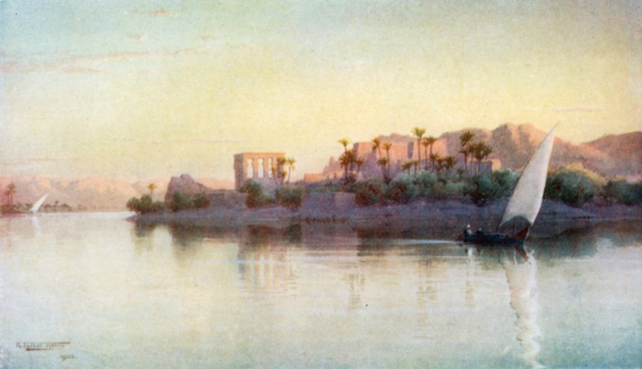 Philae (színes litográfia) alkotó: Robert George Talbot Kelly