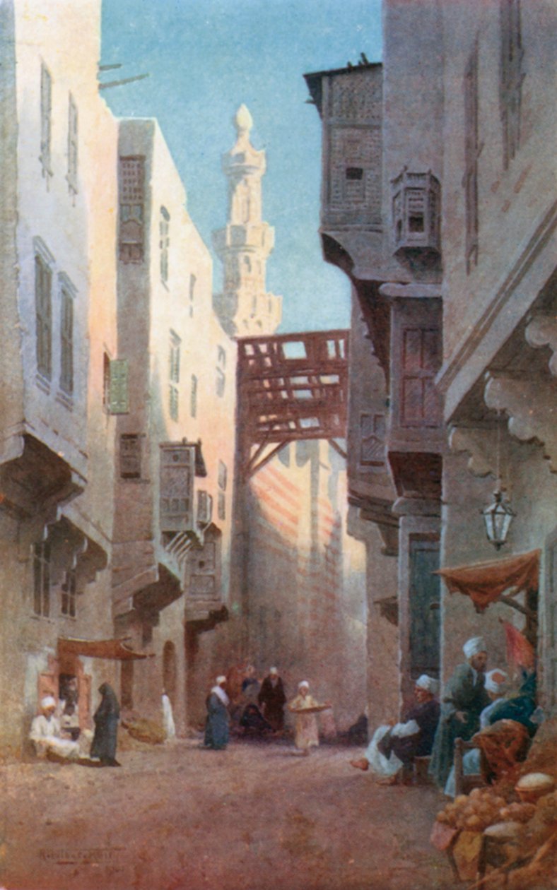 Sharia Bab-el-Wazir, Kairó (színes litográfia) alkotó: Robert George Talbot Kelly