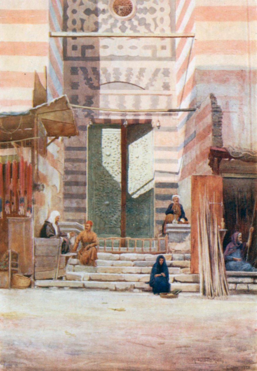 El-Maristan El-Kelaun bronzkapui (színes litográfia) alkotó: Robert George Talbot Kelly