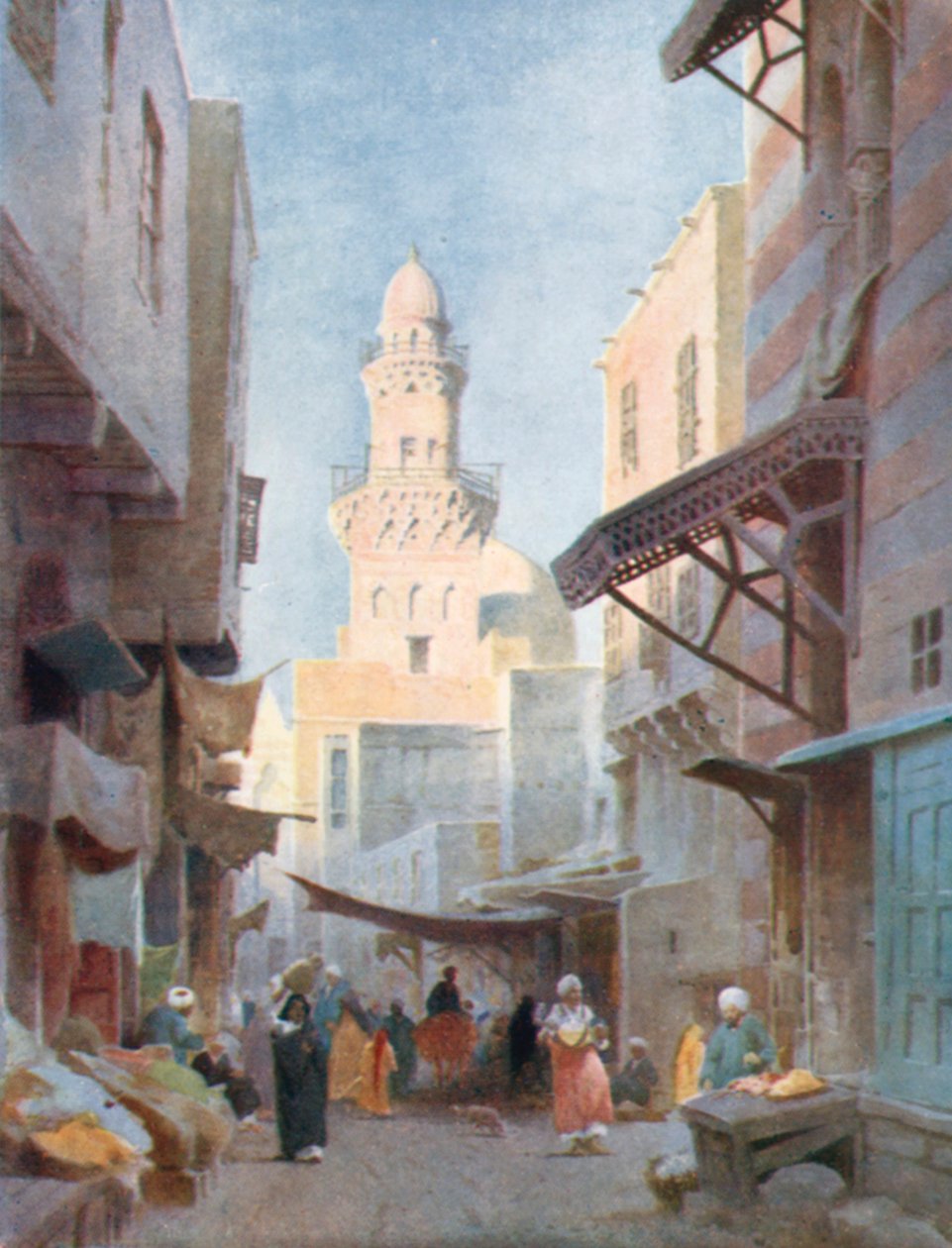 A Gamalieh és a Babaas szultán mecsetje, Kairó (színes litográfia) alkotó: Robert George Talbot Kelly
