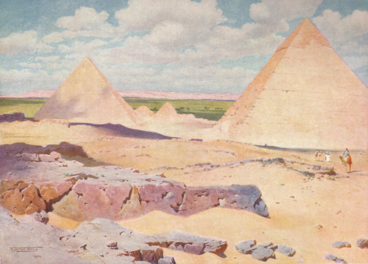 Gizeh piramisai a sivatagból, 1880, 1904 alkotó: Robert George Talbot Kelly