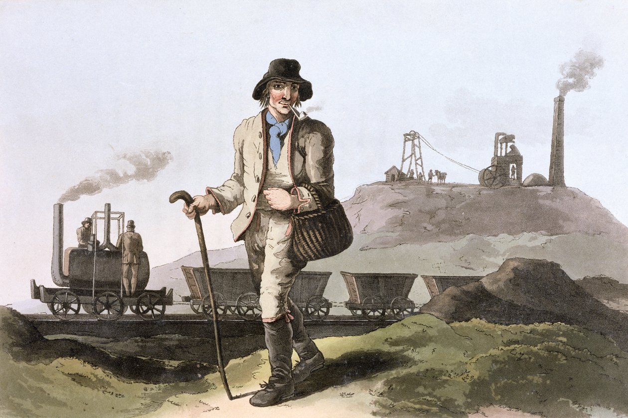 Blenkinsop gőzmozdony a Middleton-kőlevesben, Leeds közelében, West Yorkshire, 1814 alkotó: Robert Havell