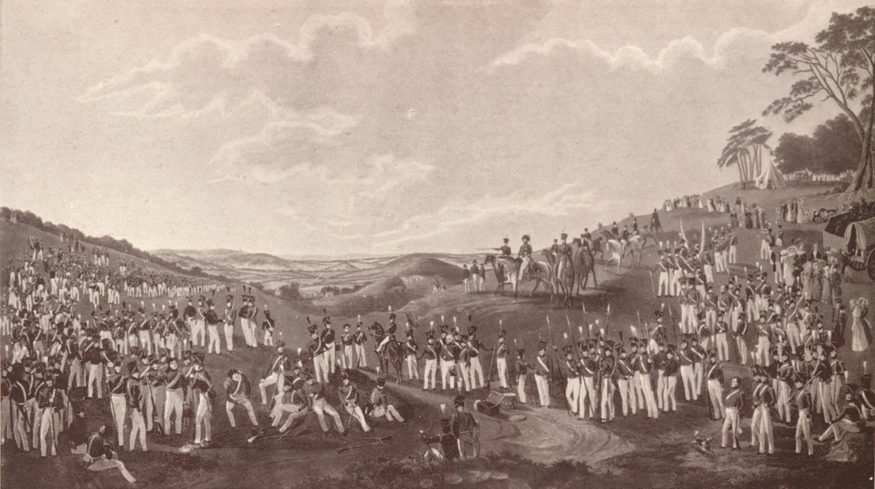 A Hon. Tüzérségi Vállalat Ball Gyakorlatra Gyűlt össze Childs Hillben, 1820-1870, 1909 alkotó: Robert Havell