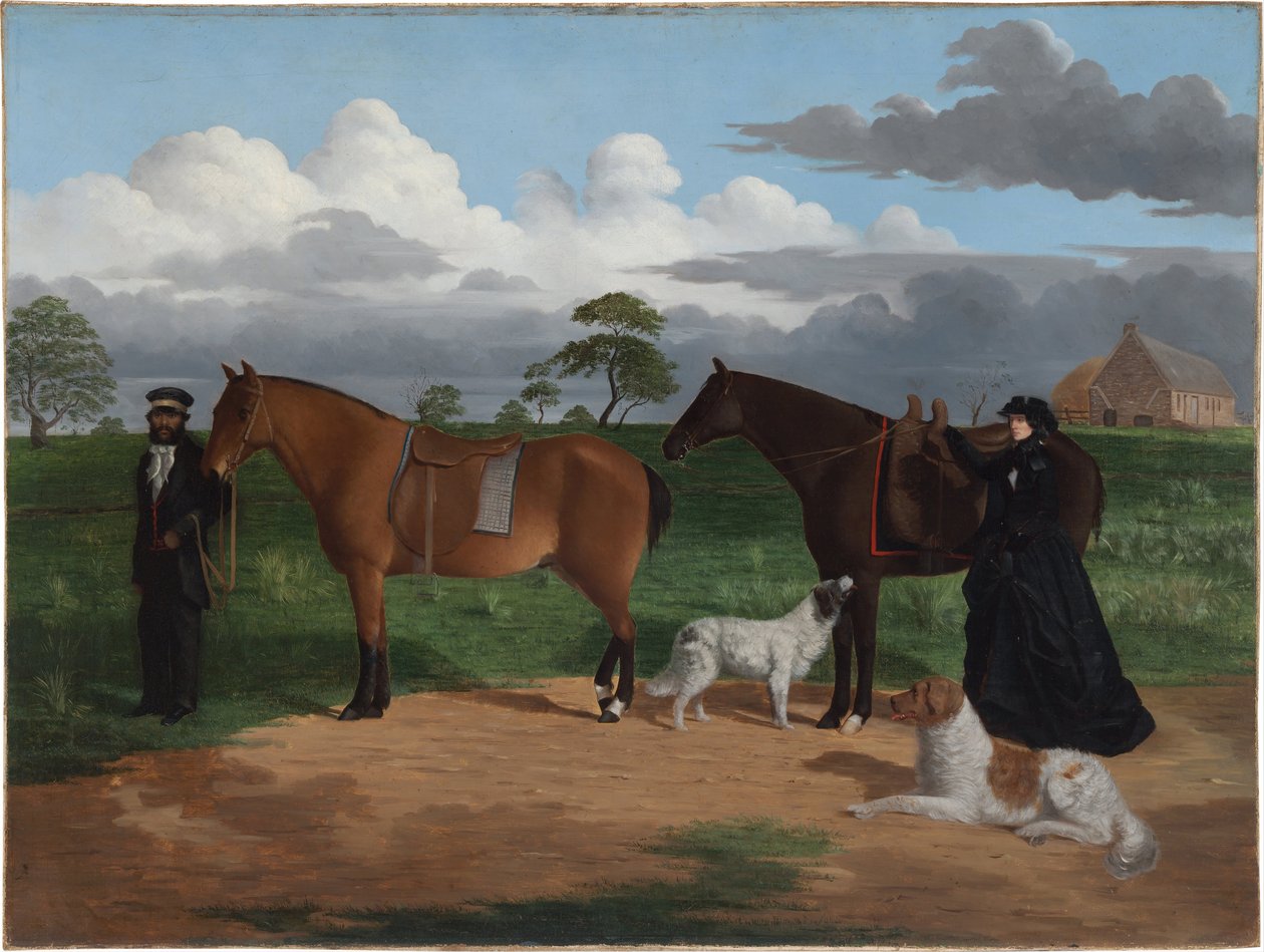 Mrs Adolphus Sceales Black Jimmie-vel a Merrang állomáson, 1856 alkotó: Robert Hawker Dowling