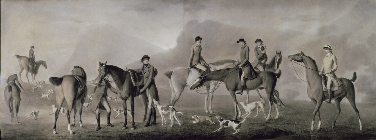 Tom Conolly, Castletown vadászat barátaival, 1769 (pasztell, kréta és gouache papíron) alkotó: Robert Healy