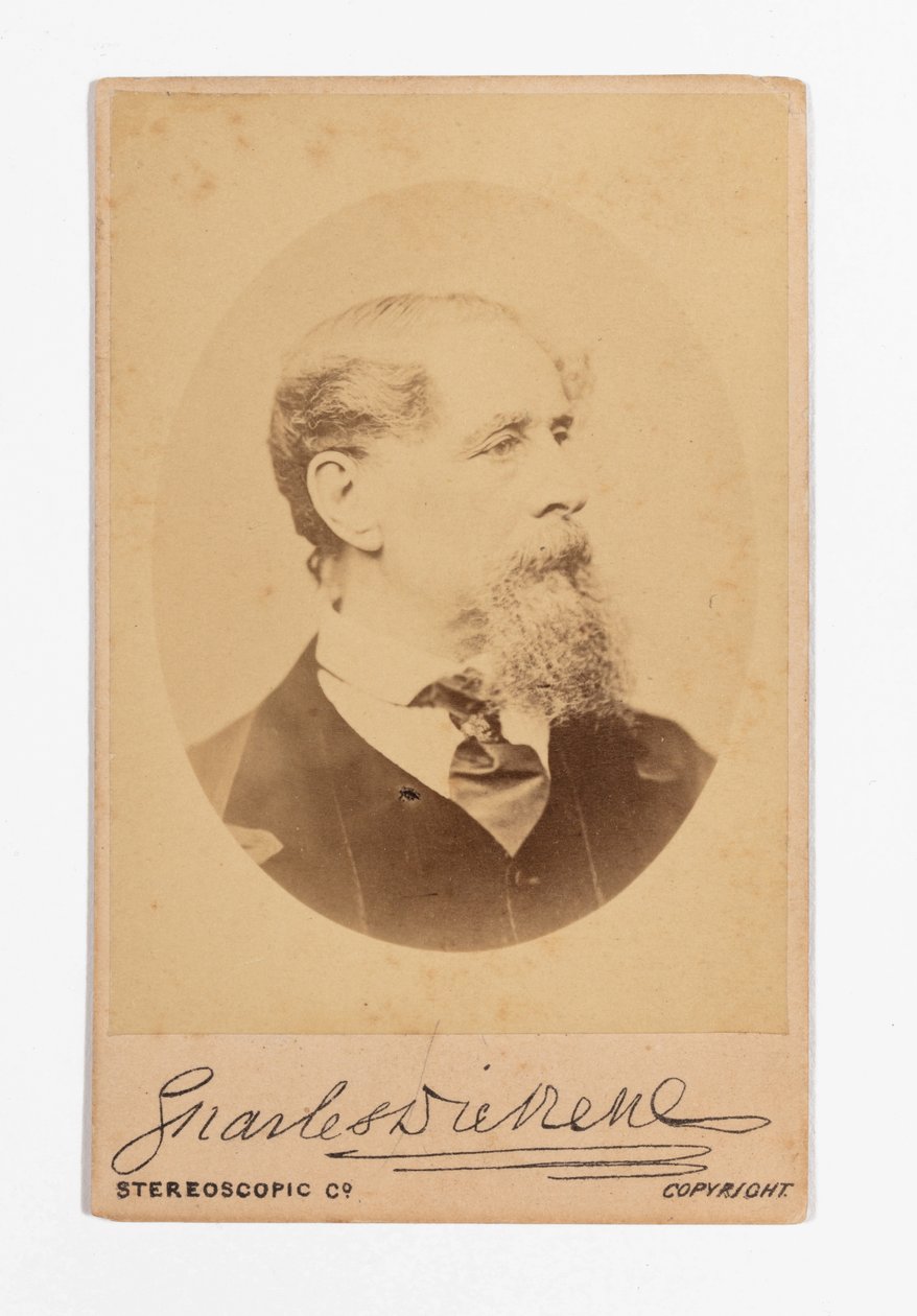 Charles Dickens carte de visite Dickens aláírásával alkotó: Robert Hindry Mason