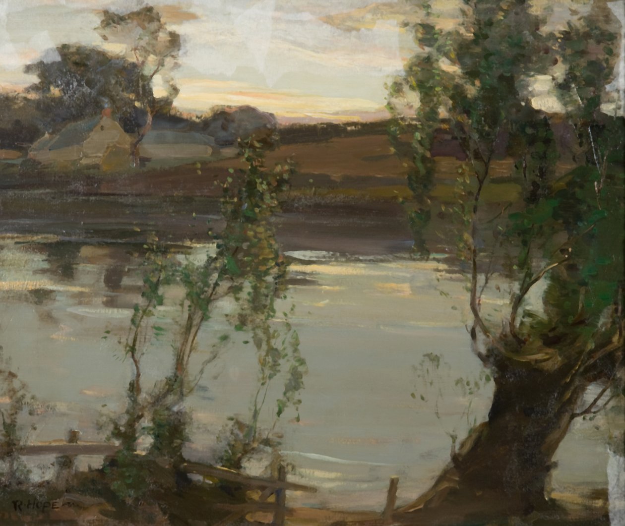Csendes medence, este (olaj, vászon) alkotó: Robert Hope