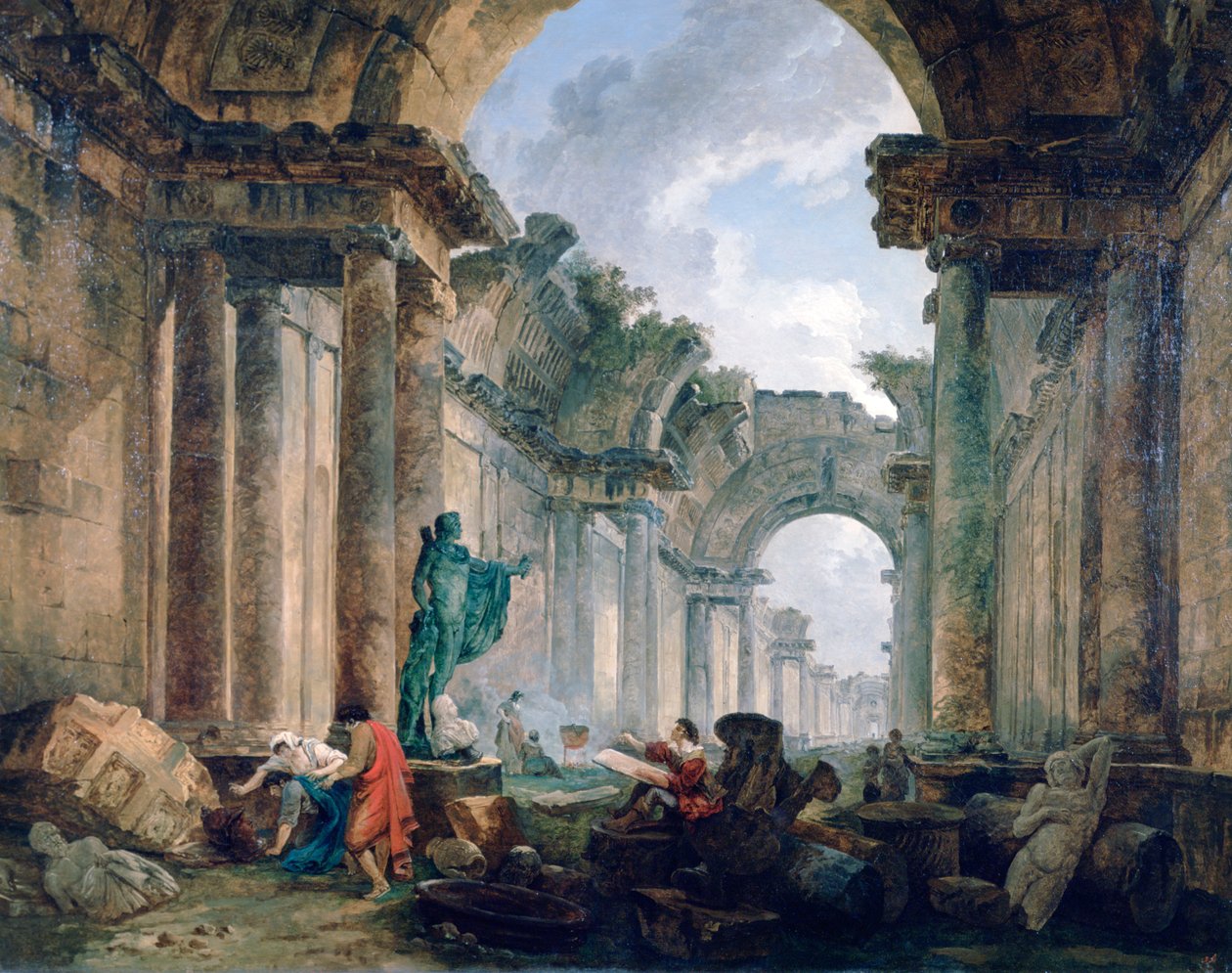 „A Louvre Nagy Galériájának képzeletbeli képe romokban”, 1796 alkotó: Robert Hubert