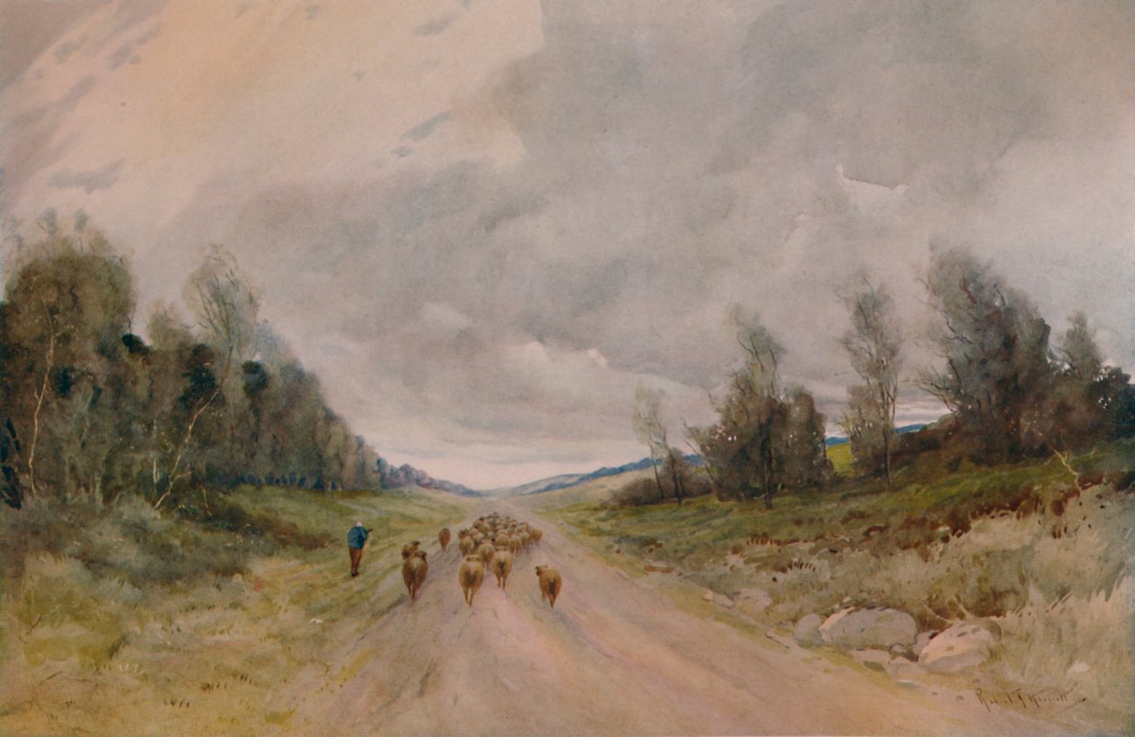 "On a Northumberland Road", 20. század, 1935 alkotó: Robert J Hewitt