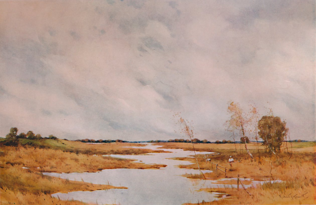 „A kerítés javítása, Suffolk Mocsarak”, XX. század, 1935 alkotó: Robert J Hewitt