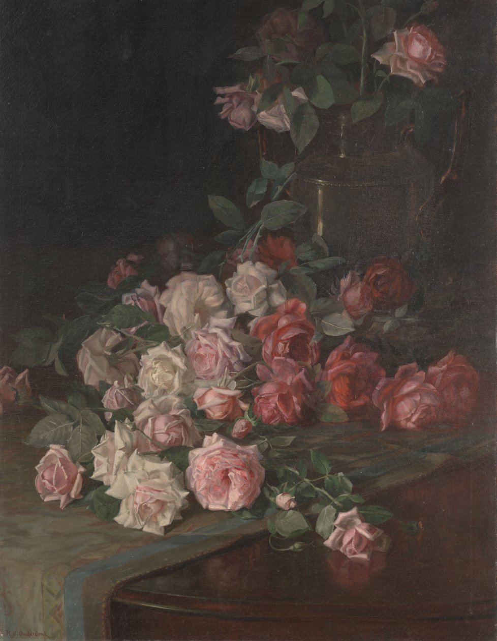 Rózsák és mahagóni, 1900 körül (olaj, panel) alkotó: Robert Jenkins Onderdonk
