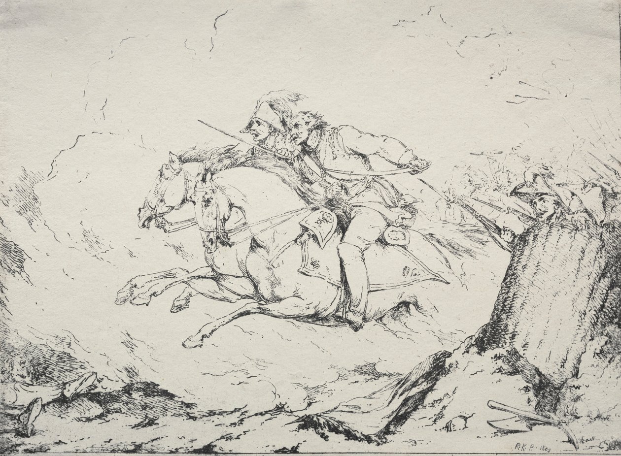 Poliautográfiai példányok: lovassági roham, 1803. alkotó: Robert Kerr Porter
