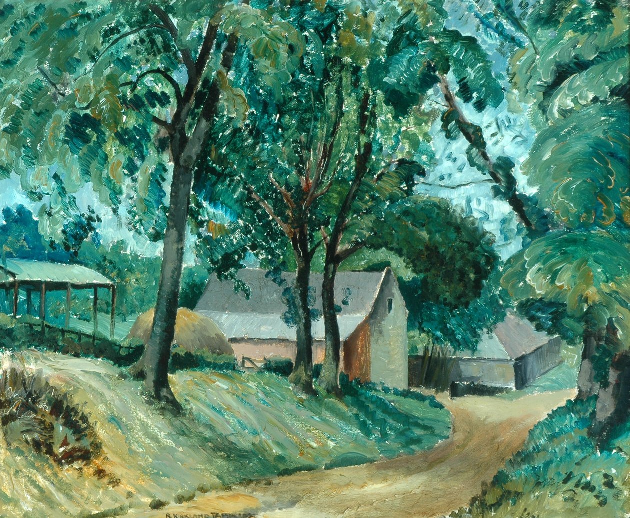 Egy Cotswold Farm, 1934-35 körül (olaj a fedélzeten) alkotó: Robert Kirkland Jamieson
