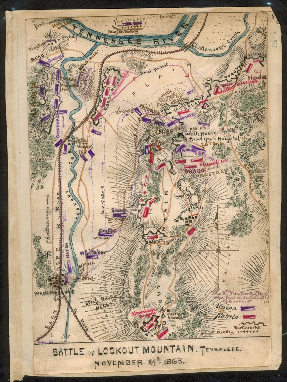 Lookout Mountain-i csata, Tennessee, 1863. november 24. LOC gvhs01.vhs00173 alkotó: Robert Knox Sneden