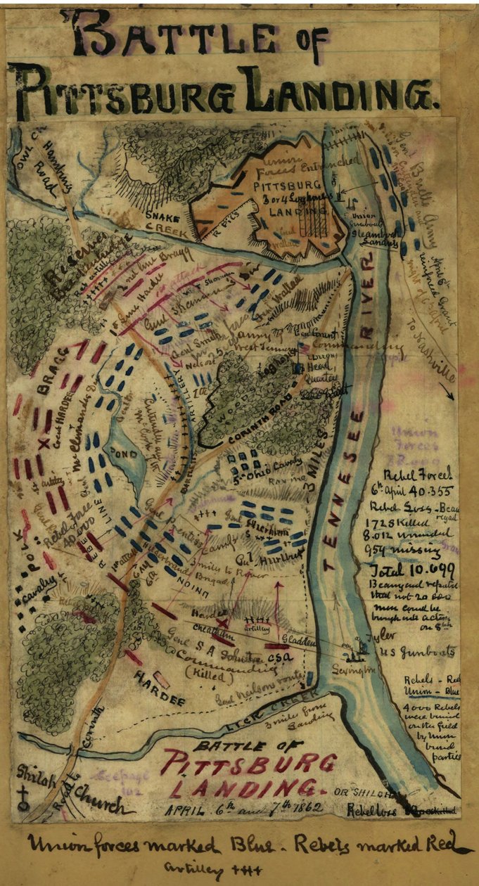 Pittsburg Landing vagy Shiloh-i csata 1862. április 6. és 7. LOC gvhs01.vhs00314 alkotó: Robert Knox Sneden