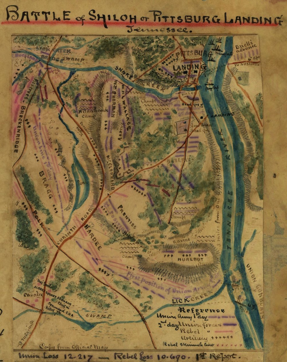 Shiloh-i csata vagy Pittsburg Landing, Tennessee LOC gvhs01.vhs00313 alkotó: Robert Knox Sneden