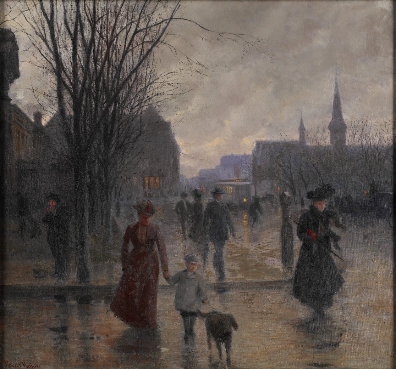Esős este a Hennepin Avenue-n, 1902 körül alkotó: Robert Koehler