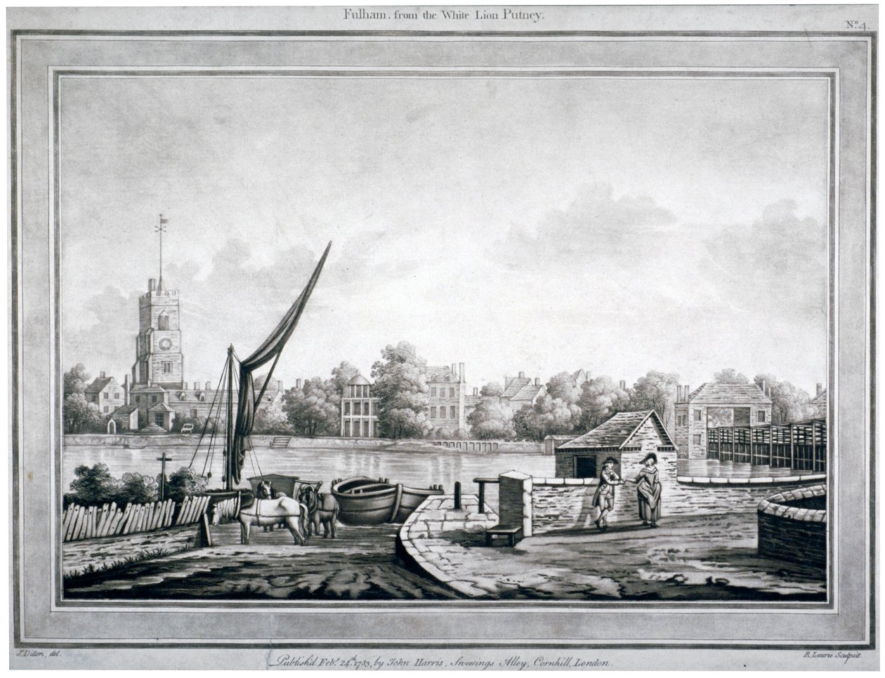 Fulham kilátása a White Lion Innből, Putney, London, 1783 alkotó: Robert Laurie