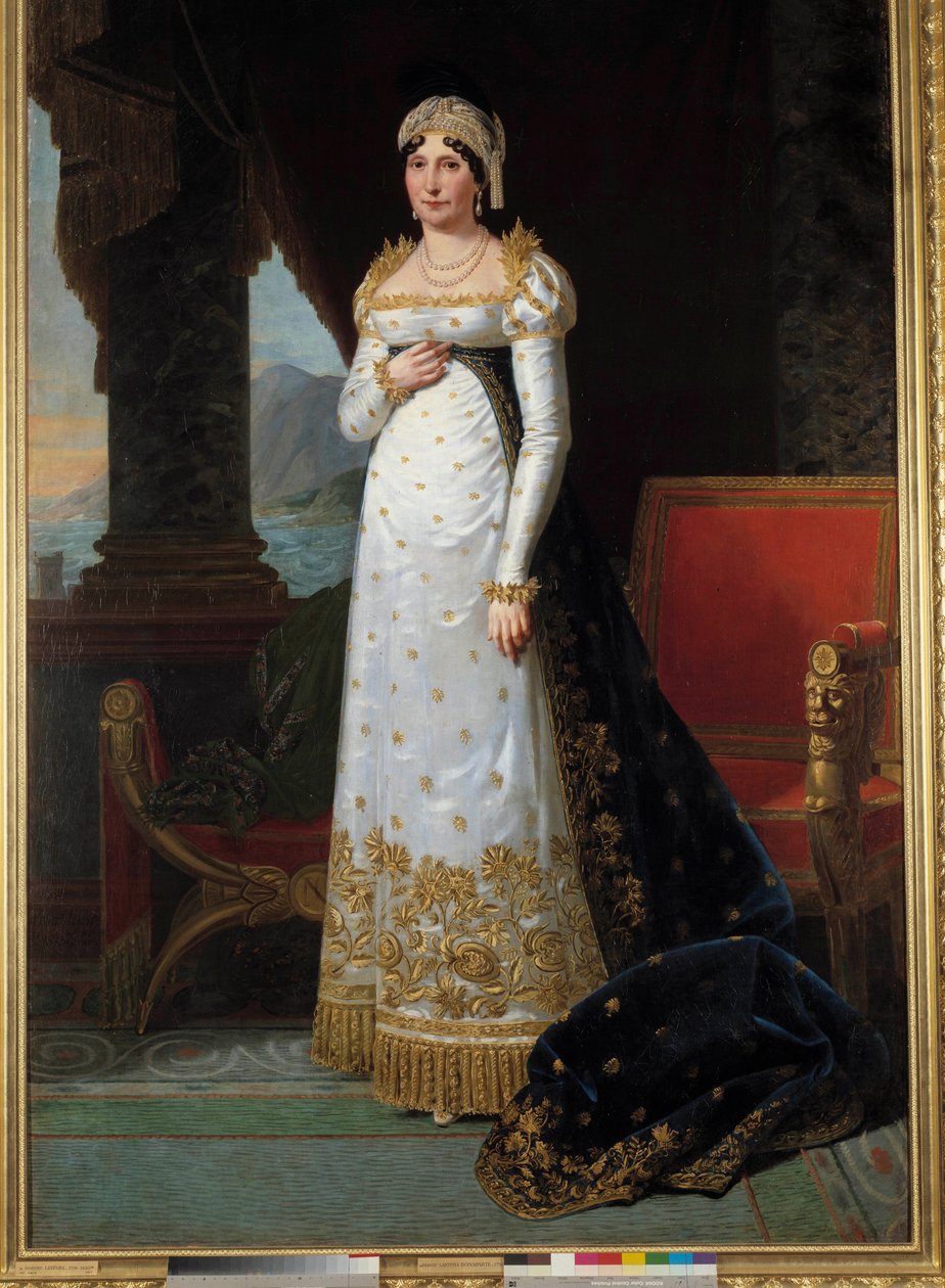 Portré en pied de Laetitia Bonaparte (Letizia Maria Ramolino) (1750-1836), Madame Mere festménye Robert Lefevre (1755-1830) 1813. Dim. 2,35 x 1,50 m. Versailles, Musee du Chateau – Marie Laetitia Bonaparte (1750-1836) születésű Ramol egész alakos portréja alkotó: Robert Lefevre