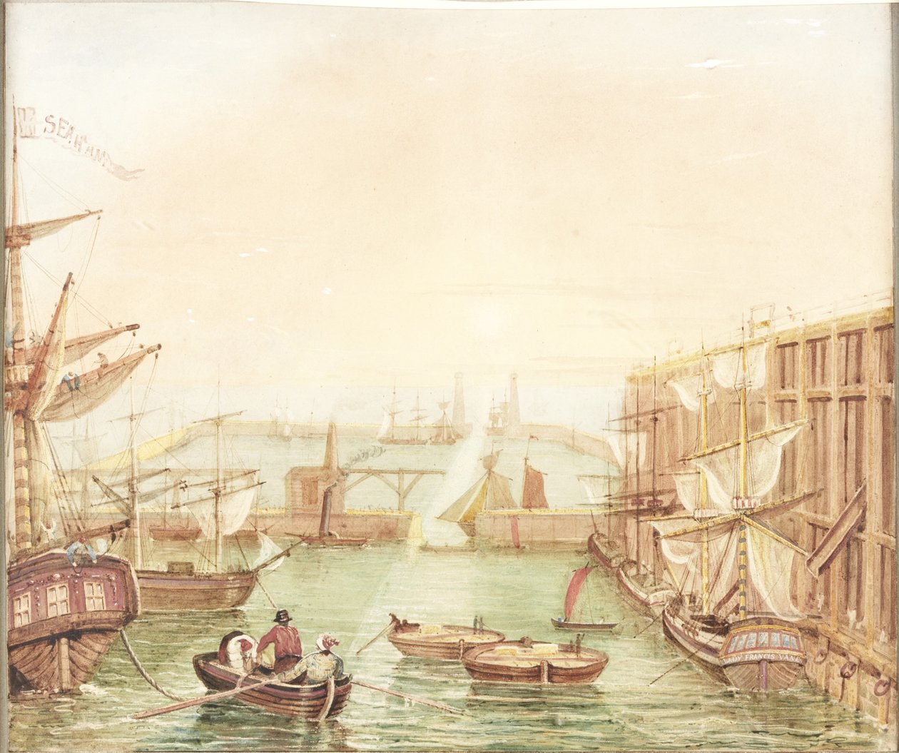 Seaham Harbour (akvarell, testfesték, ceruza és tinta, papír) alkotó: Robert Mackreth