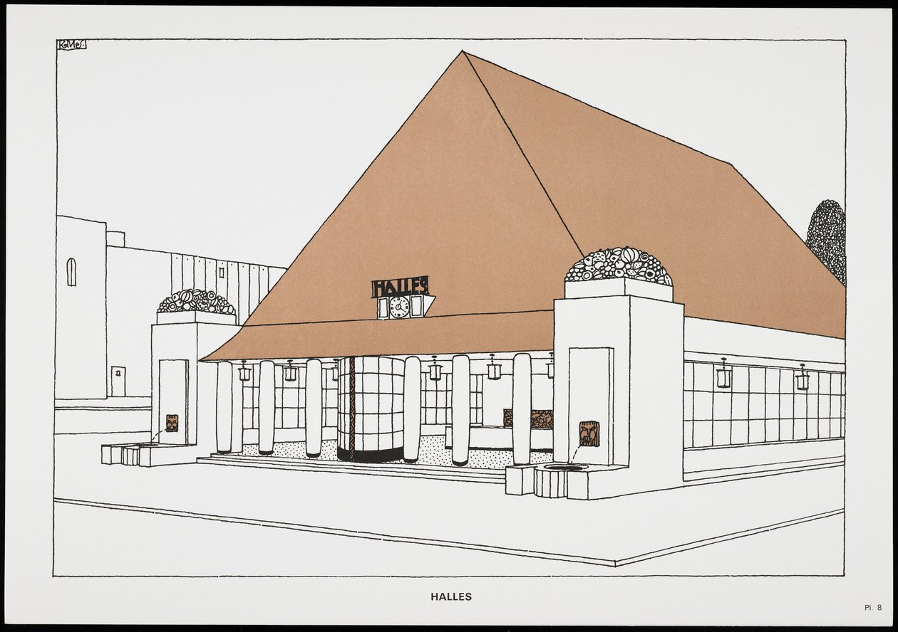 Halles, a Une Cite Moderne, Dessins de Rob Mallet-Stevens Architecte, 1987 (megjelent) alkotó: Robert Mallet Stevens